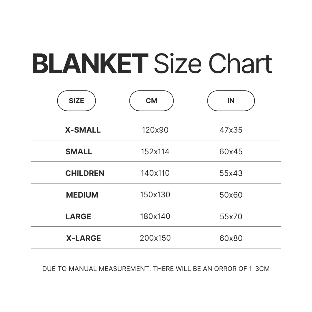 Blanket Size Chart - Chip and Dale Merch