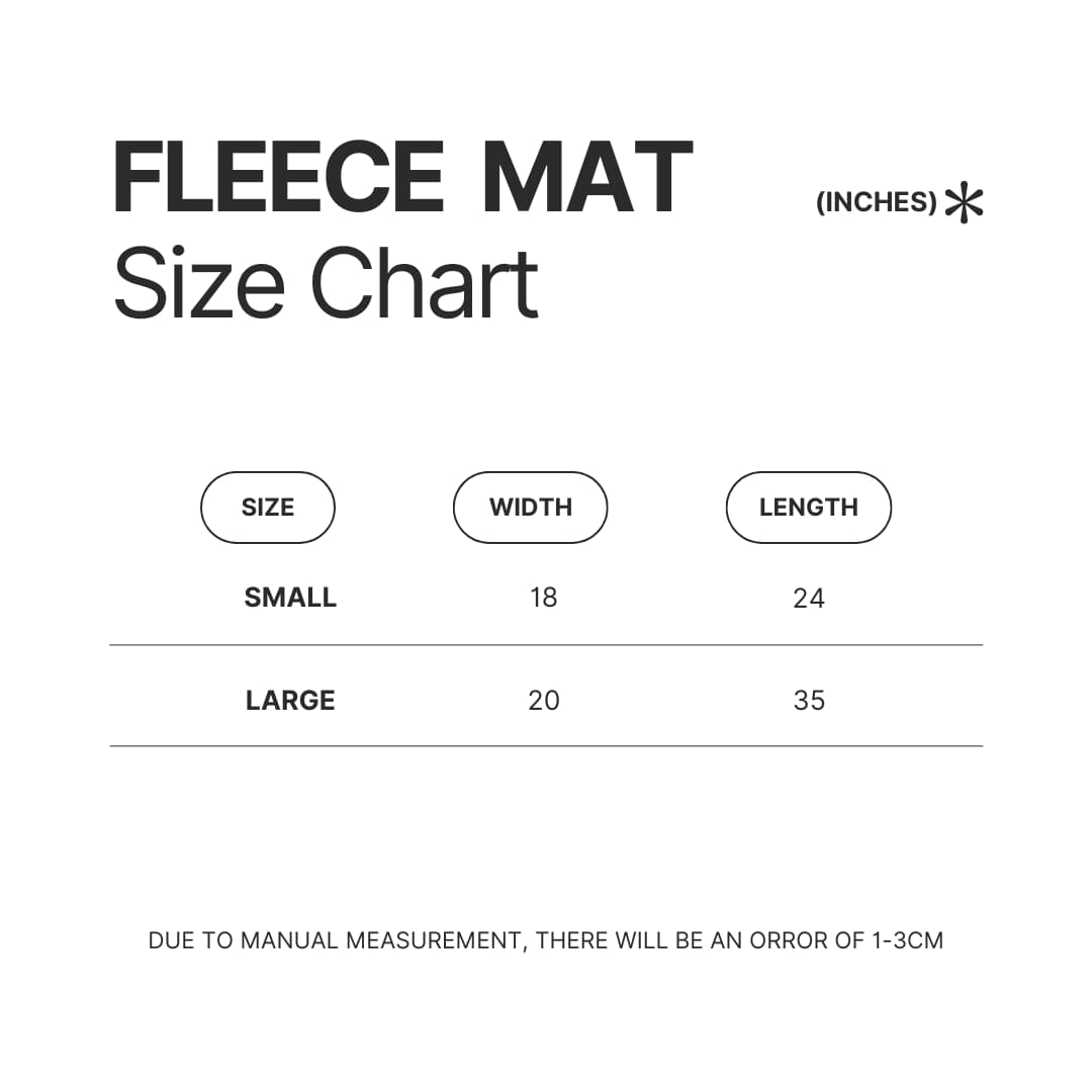 Fleece Mat Size Chart - Chip and Dale Merch