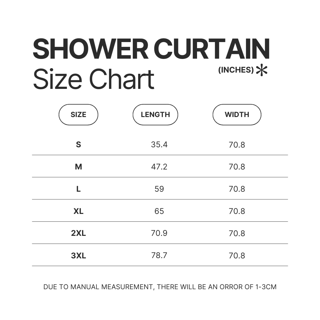 Shower Curtain Size Chart - Chip and Dale Merch