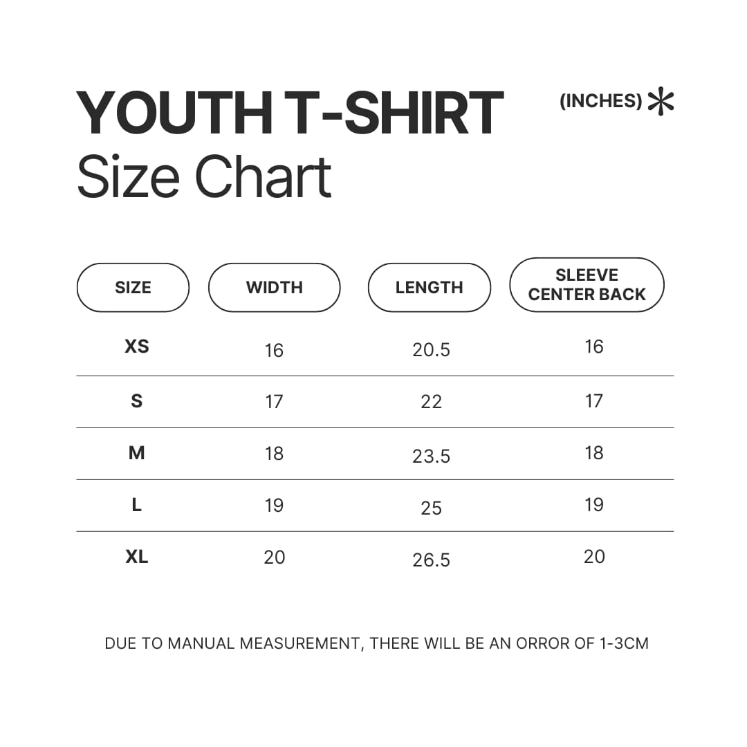 Youth T shirt Size Chart - Chip and Dale Merch